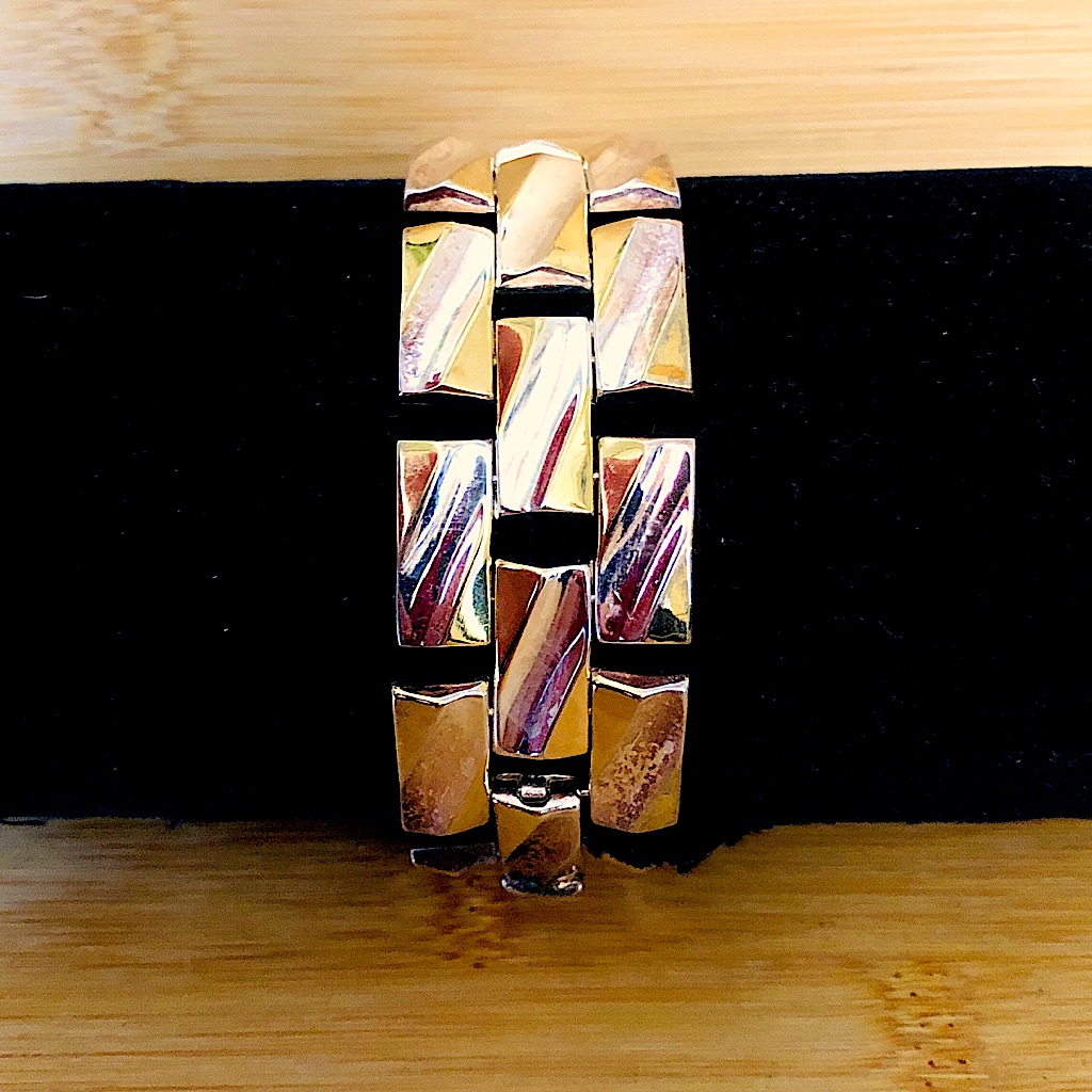 $185 Italian Estate Gold & Silver Bracelet 29.6 Grams Of Fine Silver